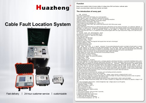 HZ-501B HZ-B+ HZ-A50 HZ-E-I HE-4000D Huazheng Pushcart Cable Fault Tester Trolley Type Cable Fault Location System
