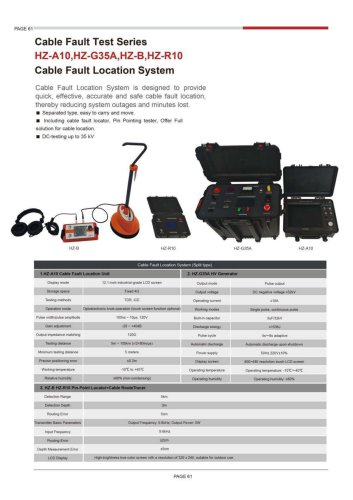 HZ-A10 HZ-G35A HZ-B HZ-R10 Cable Fault Location System