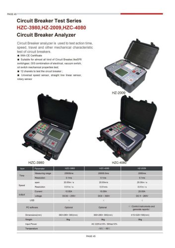 HZC-3980 HZ-2009 HZC-4080 Circuit Breaker Analyzer