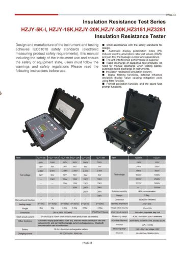 HZJY-5K-I HZJY-10K-I HZJY-15K HZJY-20K HZJY-30K HZ3151 HZ3251 Insulation Resistance Tester