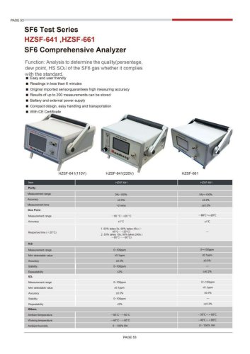 HZSF-641 HZSF-661 SF6 Comprehensive Analyzer