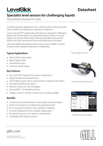 Specialist level sensors for challenging liquids Datasheet