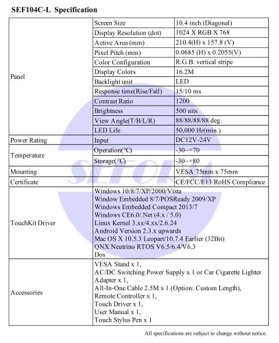 SEF104C-L Spec