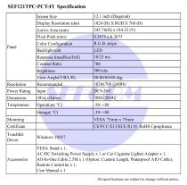 SEF121TPC-PCT-FI Spec