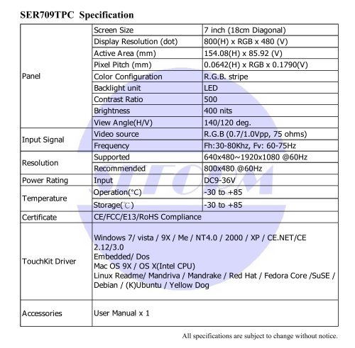 SER709TPC-Spec