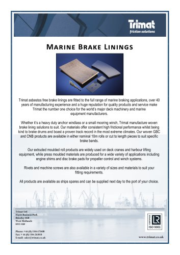 Marine Brake Linings