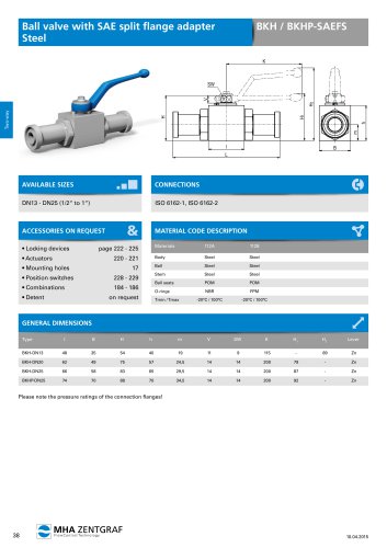 Ball valve with SAE split flange adapter Steel