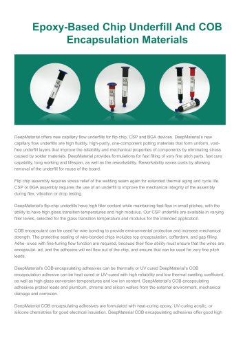 Epoxy-Based Chip Underfill And COB Encapsulation Materials