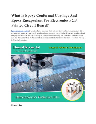 Epoxy conformal coating and Epoxy Encapsulant for Electronics PCB