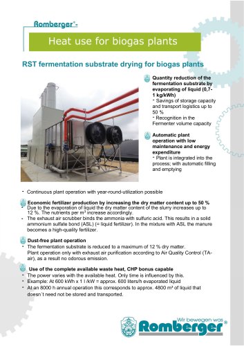Heat use for biogas plants