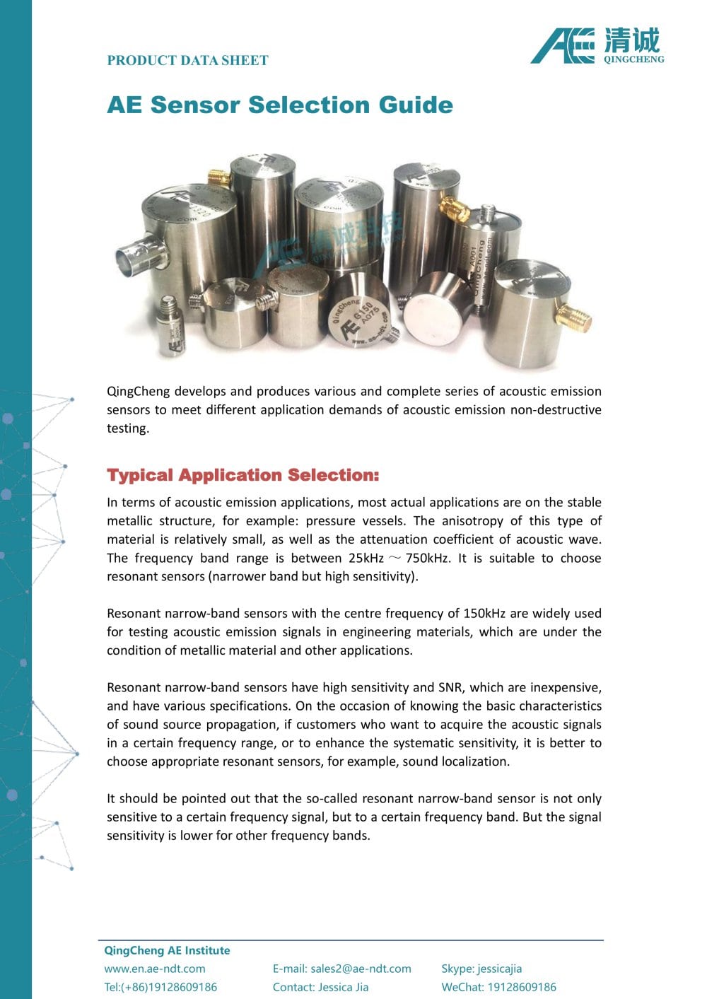 QAWRUMS_Qingcheng_AE Sensor Selction Guide - QAWRUMS Ltd.