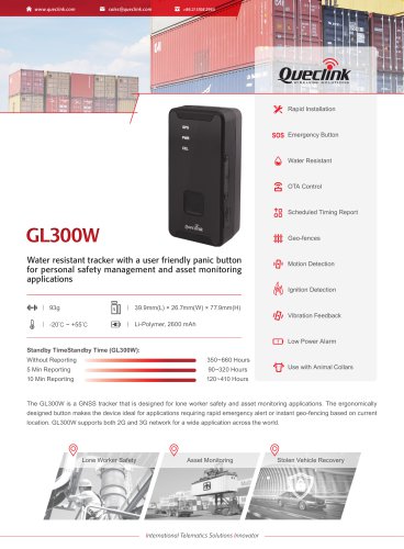 GL300W-Water resistant tracker with a user friendly panic buttonfor personal safety management and asset monitoringapplications