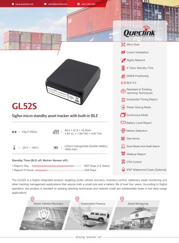 GL52S-Sigfox micro standby asset tracker with built-in BLE