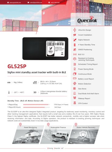 GL52SP-Sigfox mini standby asset tracker with built-in BLE