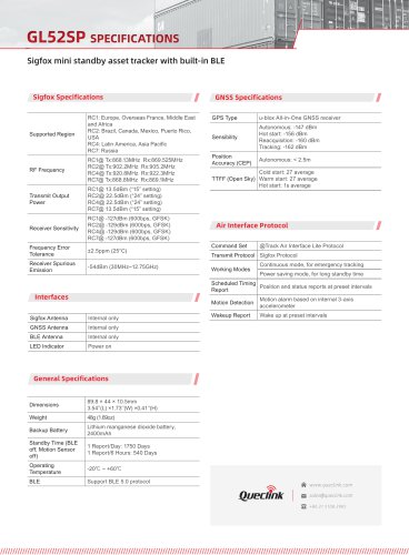 GL52SP-sigfox mini standby asset tracker with built-in BLE