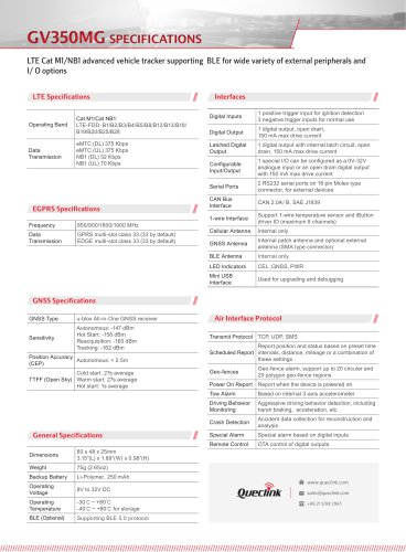 GV350MG-LTE Cat Ml/NBl advanced vehicle tracker supporting BLE for wide variety of external peripherals andl/0 options