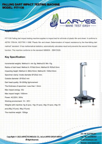 LARYEE falling dart impact testing machine FIT1130