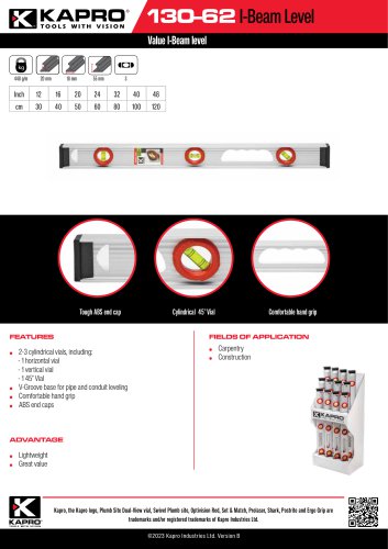 130-62 I-Beam Level