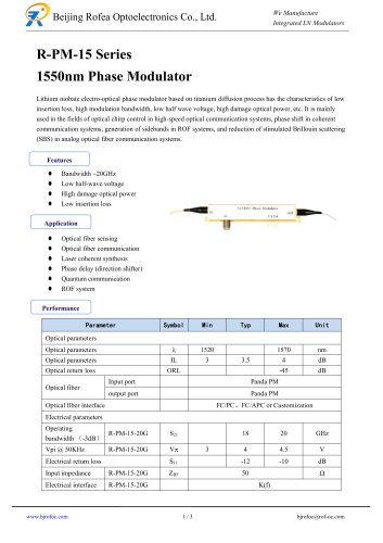 R-PM-15 Series 1550nm Phase Modulator