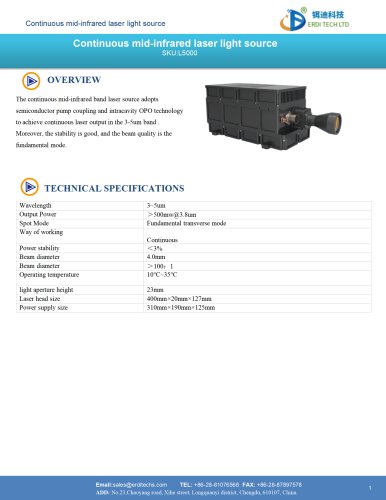 Continuous mid-infrared laser light source