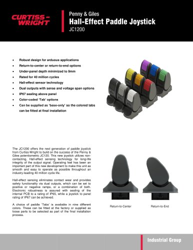 JC1200 - Hall-Effect Paddle Joystick