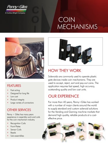 Solenoids for Coin Mechanisms