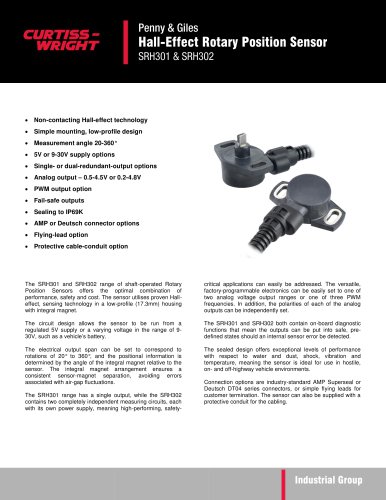 SRH301 & SRH302 - Hall-effect Rotary Position Sensor