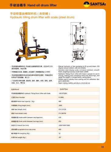 Hydraulic tilting drum lifter with scale (steel drum) Transport Soluation Catalogue