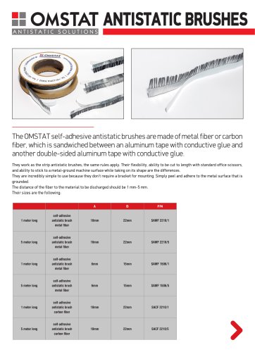OMSTAT self-adhesive antistatic brushes