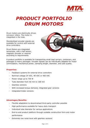 PRODUCT PORTFOLIO DRUM MOTORS