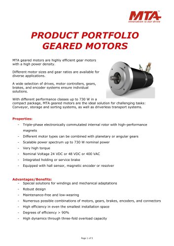 PRODUCT PORTFOLIO GEARED MOTORS