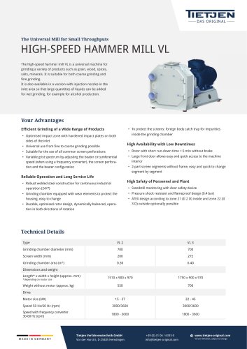 HIGH-SPEED HAMMER MILL VL