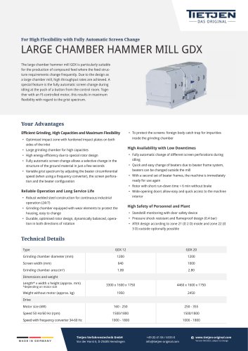 LARGE CHAMBER HAMMER MILL GDX