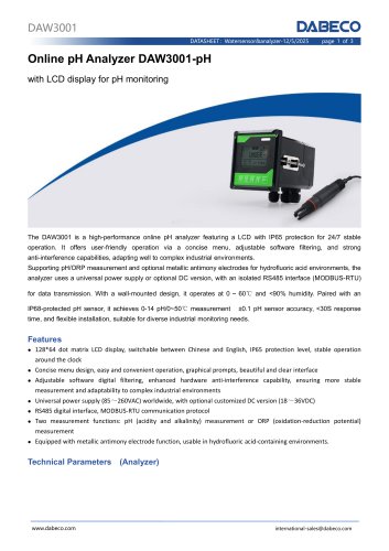 Online pH Analyzer with LCD Display for Clean Water