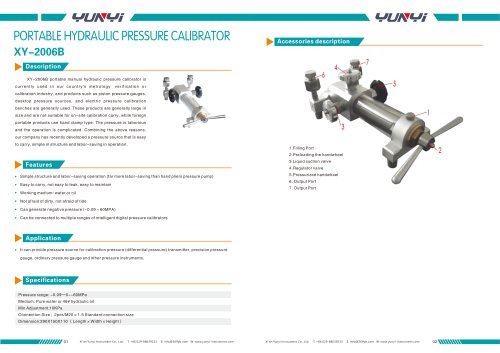 PORTABLE HYDRAULIC PRESSURE CALIBRATOR XY-2006B