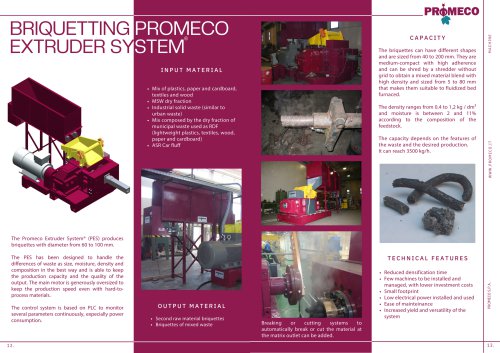 BRIQUETTING PROMECO EXTRUDER SYSTEM