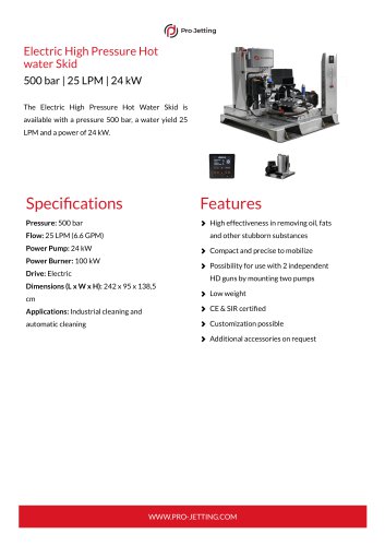 Electric High Pressure Hot water Skid