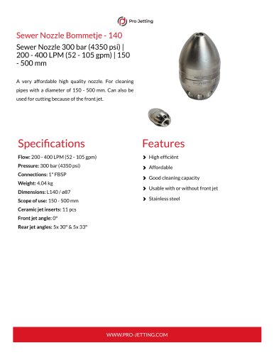 Sewer Nozzle Bommetje - 140