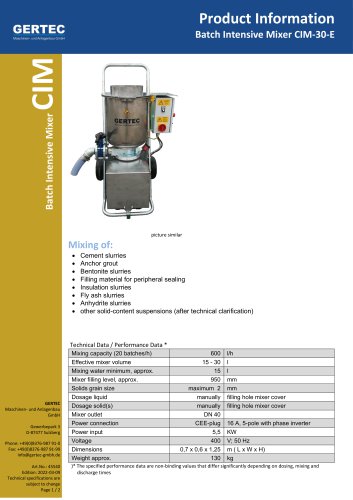 Batch Intensive Mixer CIM-30-E