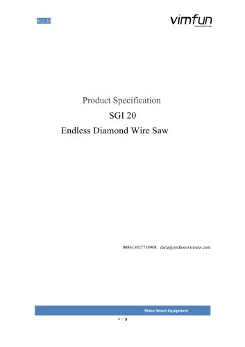 SGI 20 Vimfun Diamond Wire Saw Catalogue