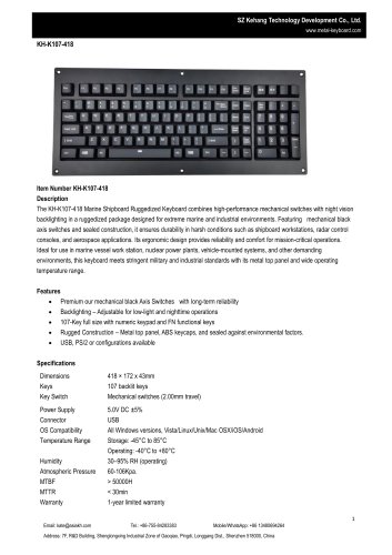 SZ KEHANG Rugged Mechanical Switch Keyboard KH-K107-418 