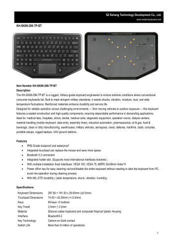 SZ KEHANG Rugged Silicone Bluetooth Keyboard KH-SK89-296-TP-BT