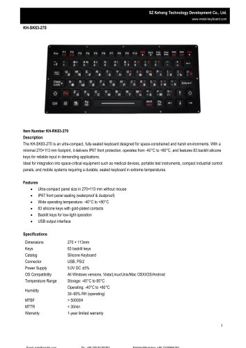SZ KEHANG Ultra-Compact Silicone Keyboard KH-SK83-270