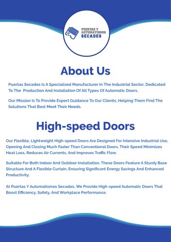 Catalog for high-speed doors