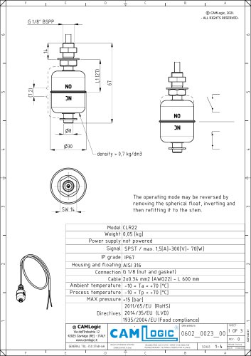 Technical datasheet CLR22