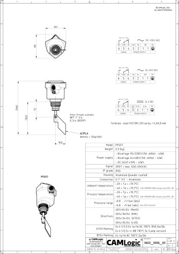 Technical datasheet PFG57