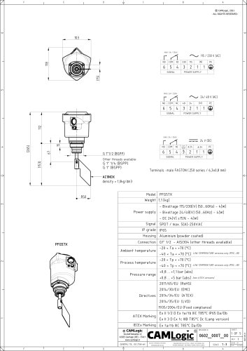 Technical datasheet PFG57X