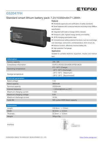 GS2047FH-2S3P-Standard smart li-ion battery pack