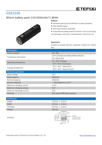 GSB1S38-1S1P-Standard li-ion battery pack