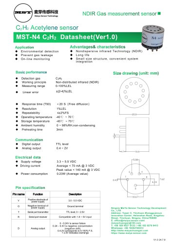 Maiya sensor ethyne analyzer MST-N4 NDIR C2H2 sensor